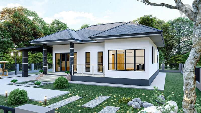 5 Mẫu Nhà Nông Thôn Miền Tây Bến Tre Được Yêu Thích Nhất 2025 5 Mẫu 3 - Nhà cấp 4 mái bằng kết hợp sân vườn