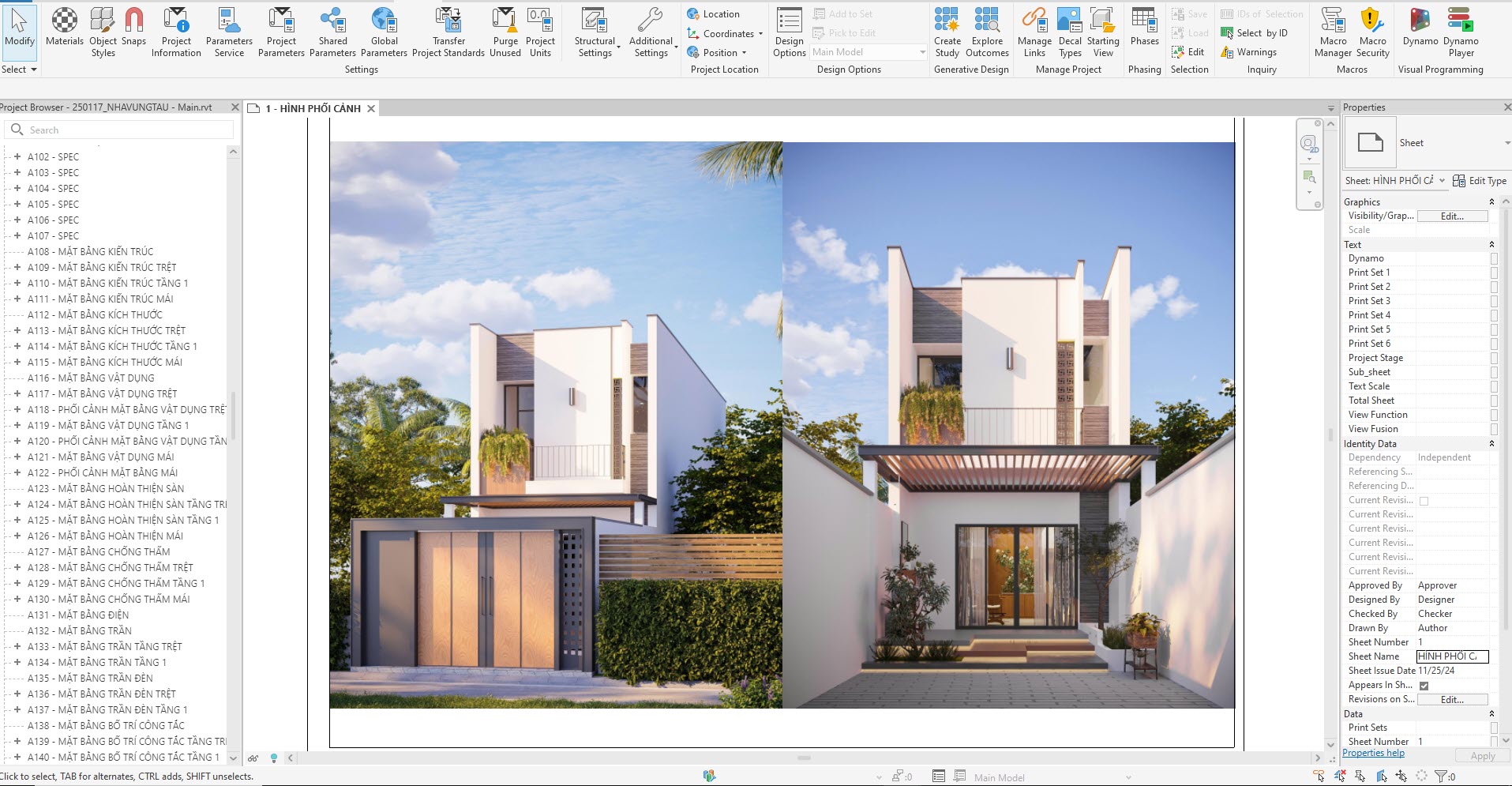 3d kien truc nha pho 2 tang
